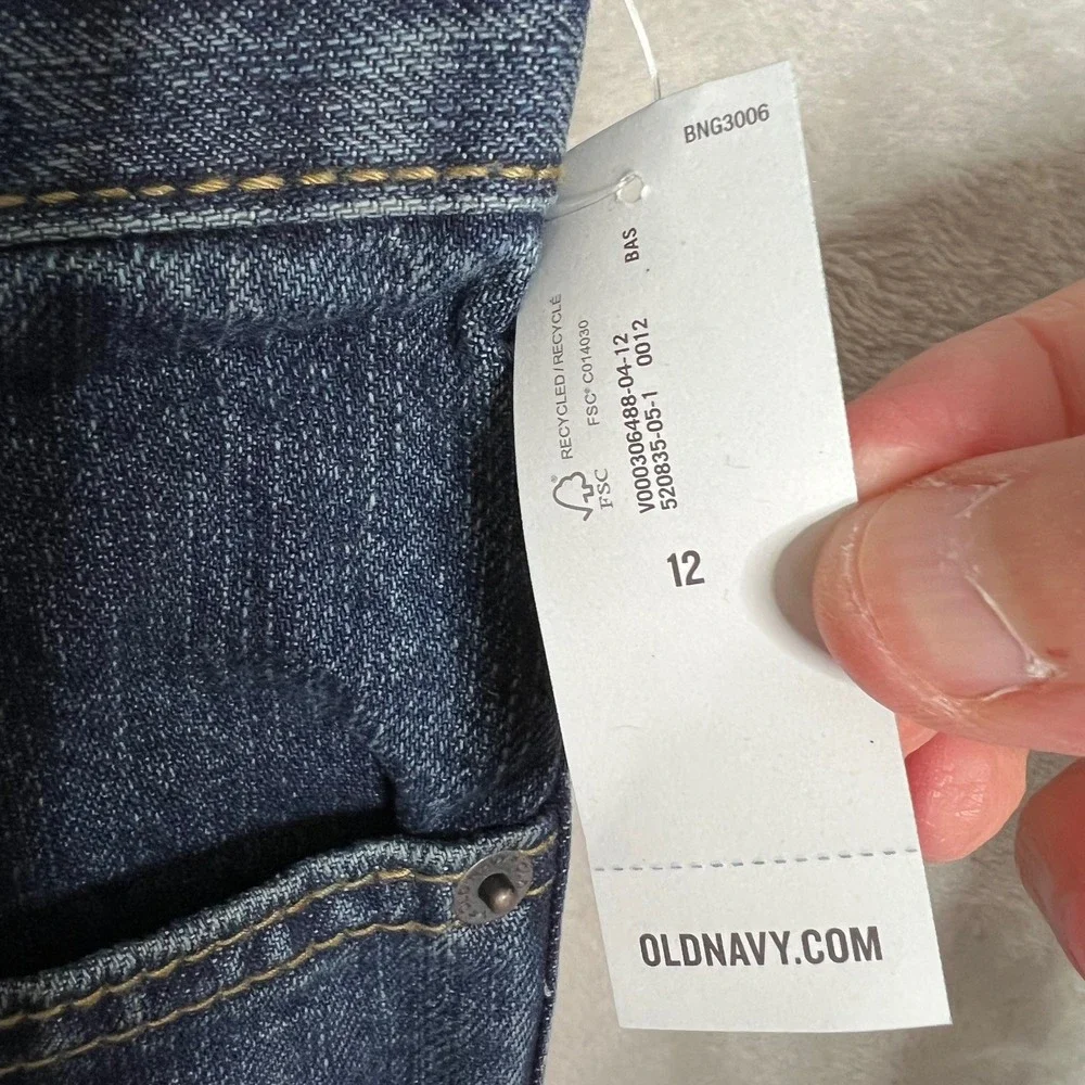 Old Navy Boys Size 12 Dark Wash Denim Straight Non-Stretch Jeans NWT V/306488